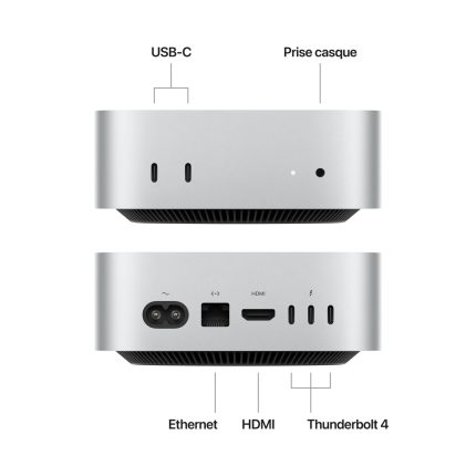 Mac mini M4 vue de face, boîtier aluminium Argent — AppleDeals Maroc