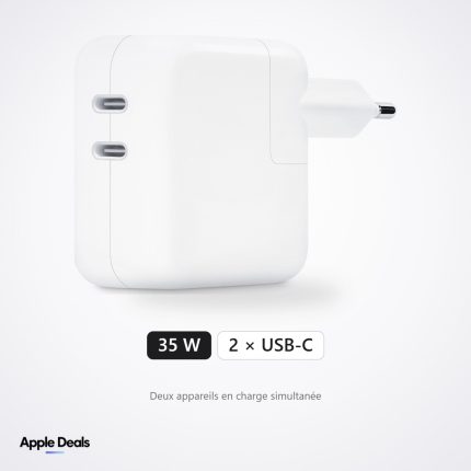 Adaptateur secteur Apple double port USB-C 35 W — deux appareils en charge — Prix Maroc — AppleDeals