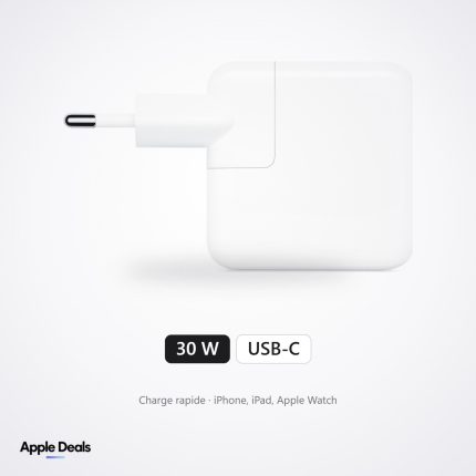 Adaptateur secteur Apple USB-C 30 W — charge rapide iPhone et iPad — Prix Maroc — AppleDeals