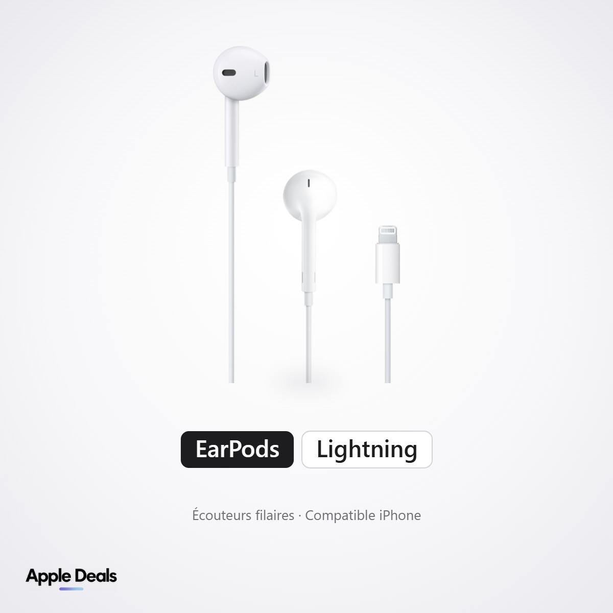 Apple EarPods Lightning Apple EarPods Lightning — Écouteurs filaires · Compatible iPhone — Prix Maroc — AppleDeals