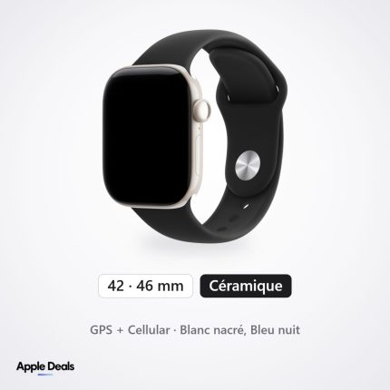 Apple Watch Series 12 Céramique 42 et 46 mm — GPS + Cellular · Blanc nacré, Bleu nuit — prix Maroc — AppleDeals