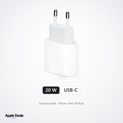 Chargeur Apple 20 W USB-C — Charge rapide · iPhone, iPad, AirPods — Prix Maroc — AppleDeals