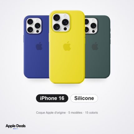 Coque en silicone Apple iPhone 16, 16 Plus, 16 Pro, 16 Pro Max, 16e — MagSafe — Prix Maroc — AppleDeals
