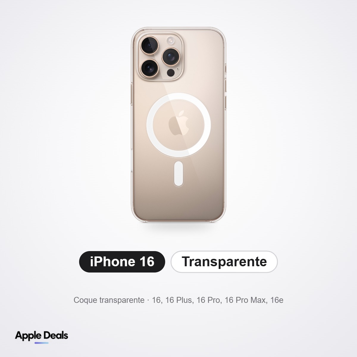 Coque transparente iPhone 16 Coque transparente iPhone 16, 16 Plus, 16 Pro, 16 Pro Max et 16e — Prix Maroc — AppleDeals