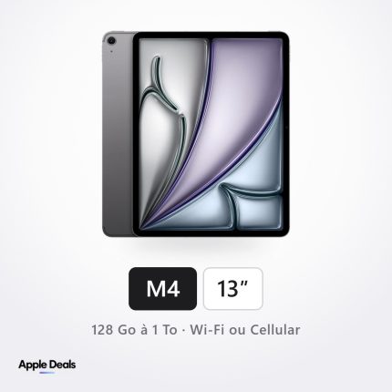 iPad Air 13 pouces puce Apple M4, Gris sidéral — 128 Go à 1 To, Wi-Fi ou Wi-Fi + Cellular — AppleDeals Maroc