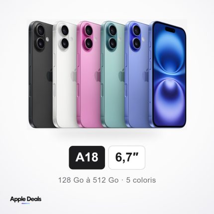 iPhone 16 Plus, puce A18, écran 6,7 pouces, cinq coloris — AppleDeals Maroc