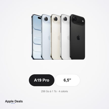 iPhone Air, puce A19 Pro, écran 6,5 pouces, quatre coloris — AppleDeals Maroc