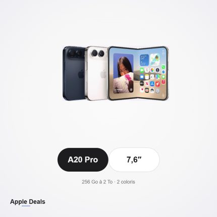 iPhone Duo pliable, puce A20 Pro, écran 7,6 pouces, deux coloris — AppleDeals Maroc