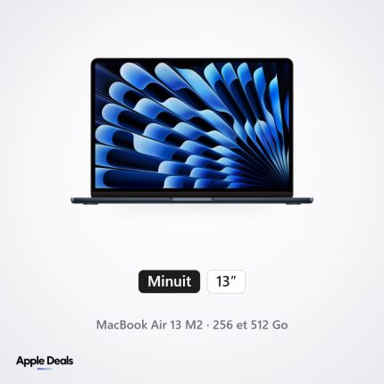 MacBook Air 13 M2 Minuit — 256 et 512 Go — écran 13 pouces — prix Maroc — AppleDeals